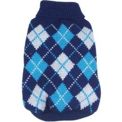 Petlife Arygle Ribbed Sweater Blue SM