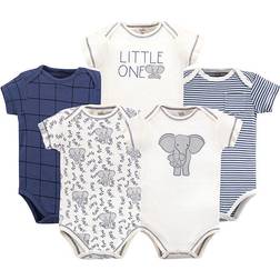 Touched By Nature Short-sleeve Organic Cotton Elephant Bodysuits 3-pack