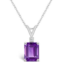 Macy's Pendant Necklace - Silver/ Amethyst/Diamond