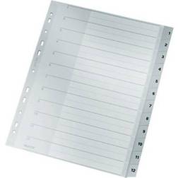 Leitz 1282 Index A4, Oversized 1-12 Polypropylene Grey 12 dividers 12820000