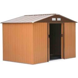 OutSunny 9' x 6' Metal Apex Storage Shed Brown