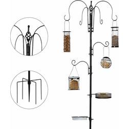 Pawhut Feeding Station Kit Wild Bird Feeder Pole 6 Hooks