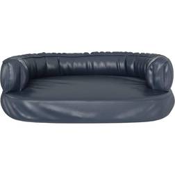 vidaXL Ergonomic Foam Dog Bed Dark Blue Faux Leather