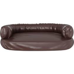 vidaXL Ergonomic Foam Dog Bed Brown Faux Leather