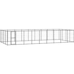 vidaXL Outdoor Dog Kennel Steel 43.56 mÂ²