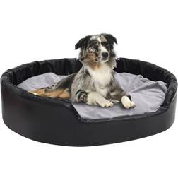 vidaXL Dog Bed Black and Plush and Faux Leather