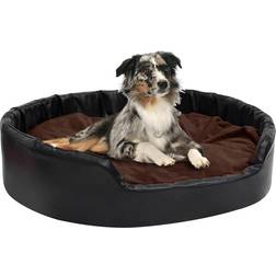 vidaXL Dog Bed Black and Brown 99x89x21 Plush and Faux Leather