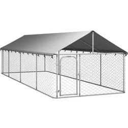 vidaXL Outdoor Dog Kennel with Roof 600x200x150