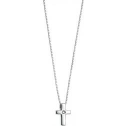 D For Diamond Children's Plain Cross Pendant - Silver/Transparent