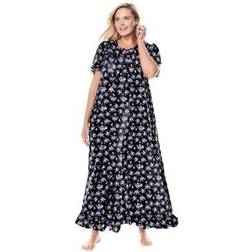 Plus Women's Long Floral Print Cotton Gown by Dreams & Co. in Bouquet (Size 1X) Pajamas