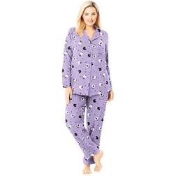 Plus Women's Classic Flannel Pajama Set by Dreams & Co. in Soft Iris Sheep (Size 38/40) Pajamas