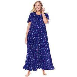 Plus Women's Long Floral Print Cotton Gown by Dreams & Co. in Evening Flowers (Size 4X) Pajamas