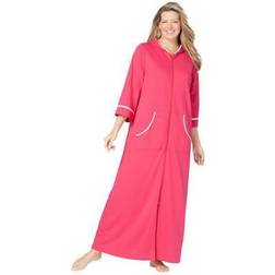 Plus Women's Long French Terry Robe by Dreams & Co. in Burst (Size 1X)