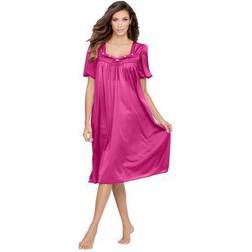 Plus Women's Short Silky Lace-Trim Gown by Only Necessities in Paradise (Size 3X) Pajamas