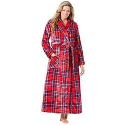 Plus Women's Microfleece Wrap Robe by Dreams & Co. in Classic Plaid (Size 26/28)