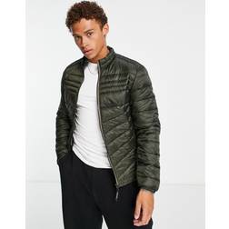 Jack & Jones Essentials padded jacket with stand collar in khaki-Green