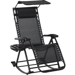 OutSunny Garden Rocking Chair Folding Recliner Black