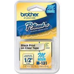 Brother M131 NON-LAMINATED TAPE-BLACK ON CLEAR-26.2 FEET-FOR PT55BM