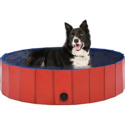 vidaXL Foldable Dog Swimming Pool Red 47.2"x11.8"