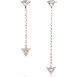 Swarovski Ortyx drop earrings, Triangle cut, White, Rose gold-tone plated