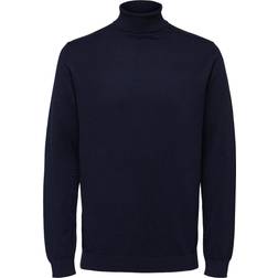 Selected Long-Sleeved Roll Neck Pullover - Navy Blazer