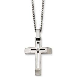 Mens Gentlemen's Classics(tm) Brushed Cubic Zirconia Cross Necklace