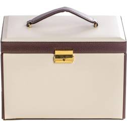 Bey-Berk Four Level Jewelry Box - Ivory/Brown