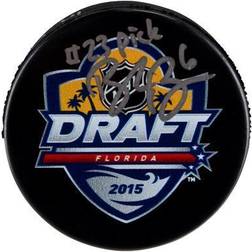 Fanatics Vancouver Canucks Brock Boeser Autographed 2015 NHL Draft Logo Hockey Puck with #23 Pick Inscription