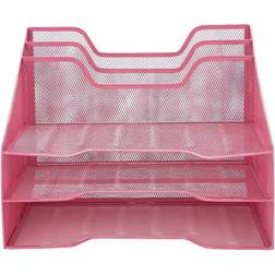 Mind Reader 5 Tray Mesh File/Letter/Document Desktop Organizer Pink