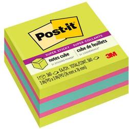 3M Post-it Super Sticky Notes Cube 360 sheet Neon Green Mix