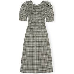 Ganni Seersucker Smocked Dress