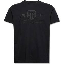 Gant Men's short-sleeve T-shirt with matching embroidered logo, Black