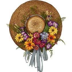 Nearly Natural Mixed Flower Hat Wreath Decoration 45.7cm