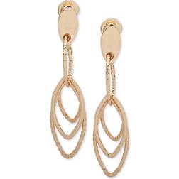 Anne Klein Gold-Tone E-z Comfort Clip-On Linear Drop Earrings