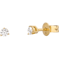 Zoe Lev 3 Prong Stud Earrings - Gold/Diamond