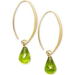 Macy's Long Hoop Earrings - Gold/Peridot