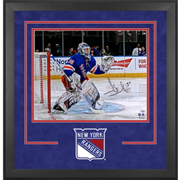Fanatics New York Rangers Henrik Lundqvist Deluxe Framed Autographed Blue Jersey in Net Photograph