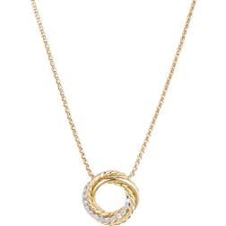 David Yurman Crossover Pendant Necklace - Gold/Diamonds