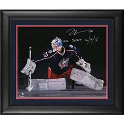 Fanatics Columbus Blue Jackets Joonas Korpisalo Framed Autographed Photograph with NHL Debut 12/14/15 Inscription Limited Edition of 15