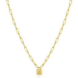 Ania Haie Chunky Chain Padlock Necklace - Gold/Transparent