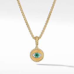 David Yurman 18K Evil Eye Amulet with Emeralds & Diamonds