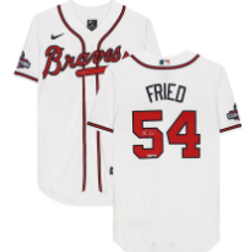 Fanatics Atlanta Braves Max Fried 54. Autographed Nike Authentic 2021 World Series Patch Jersey