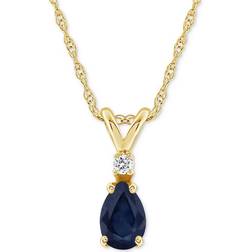 Macy's Pendant Necklace - Gold/Sapphire/Diamond