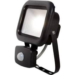 Robus Remy 30W led flood light with pir, IP65, Black, 4000K, c/w junction box