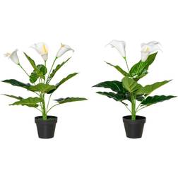 Homcom Artificial Set Of 2 Calla Lily Flower Faux Plant For Indoor Artificial Plant