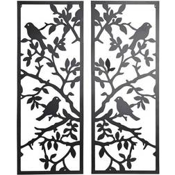 Dkd Home Decor Wall (2 Pieces) Metal Birds Shabby Chic (35 x 1,3 x 91 cm) Wall Decoration