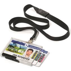 Durable Pushbox Trio Card Holder with Lanyard Pack of 10