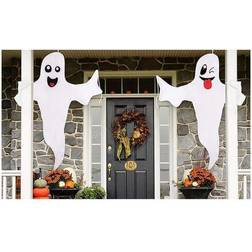 NEW 2pcs Halloween White Ghost Flag