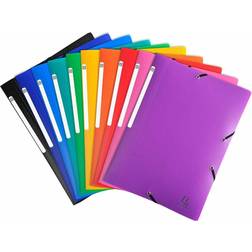 Exacompta Elasticated 3 Flap Folder A4 Opaque PP Pack of 25 Assorted, Assorted