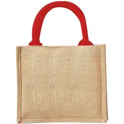 Westford Mill Jute Mini Gift Bag (6 Litres) (Pack Of 2) (One Size) (Natural/Bright Red)